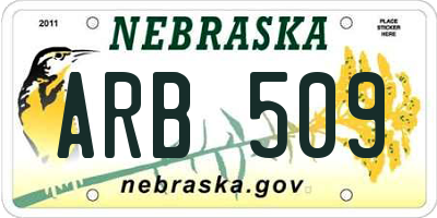 NE license plate ARB509