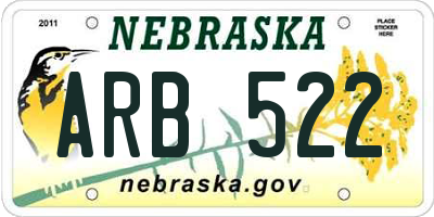 NE license plate ARB522