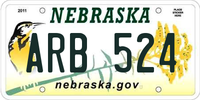 NE license plate ARB524