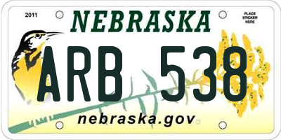 NE license plate ARB538
