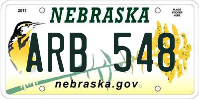 NE license plate ARB548
