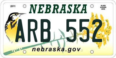 NE license plate ARB552