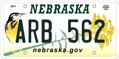 NE license plate ARB562