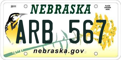 NE license plate ARB567
