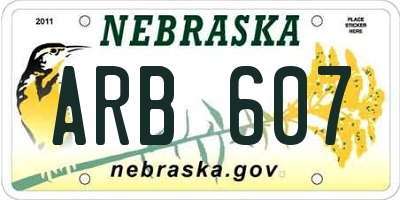 NE license plate ARB607