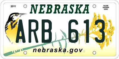 NE license plate ARB613