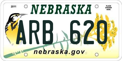 NE license plate ARB620