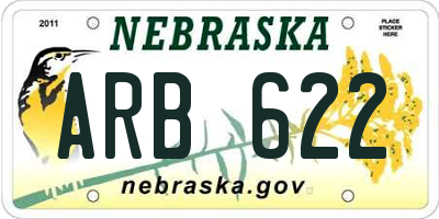 NE license plate ARB622