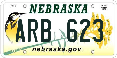 NE license plate ARB623