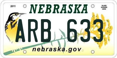 NE license plate ARB633