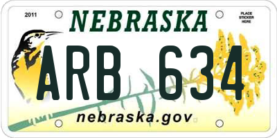 NE license plate ARB634