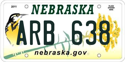 NE license plate ARB638