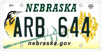 NE license plate ARB644