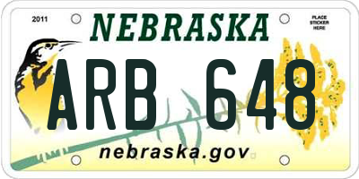 NE license plate ARB648