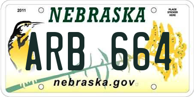 NE license plate ARB664
