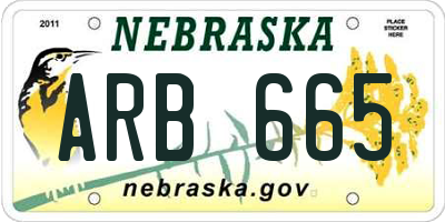 NE license plate ARB665