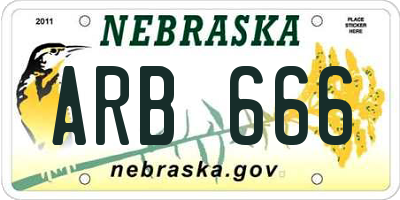 NE license plate ARB666