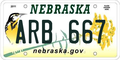 NE license plate ARB667