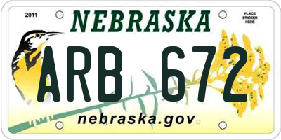NE license plate ARB672