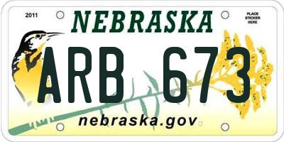 NE license plate ARB673