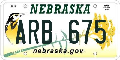 NE license plate ARB675