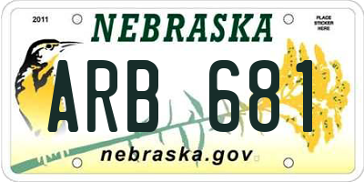 NE license plate ARB681