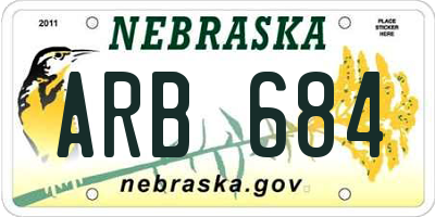 NE license plate ARB684