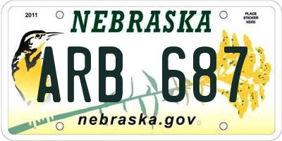 NE license plate ARB687