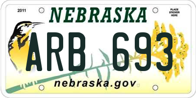NE license plate ARB693