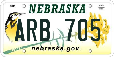 NE license plate ARB705