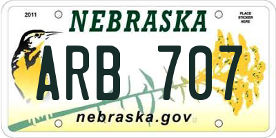 NE license plate ARB707