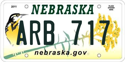 NE license plate ARB717