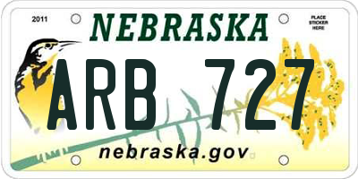 NE license plate ARB727