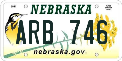 NE license plate ARB746