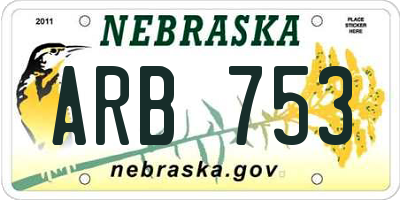 NE license plate ARB753