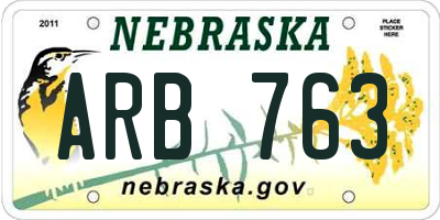 NE license plate ARB763