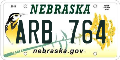 NE license plate ARB764