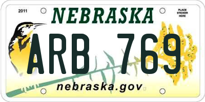 NE license plate ARB769