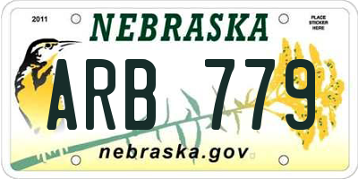 NE license plate ARB779