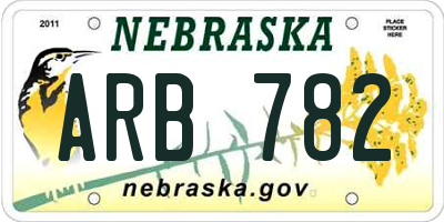 NE license plate ARB782