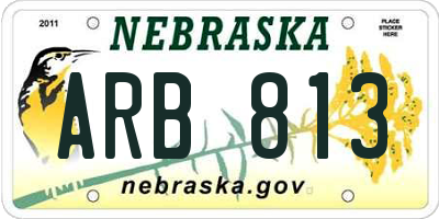 NE license plate ARB813
