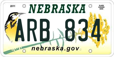 NE license plate ARB834