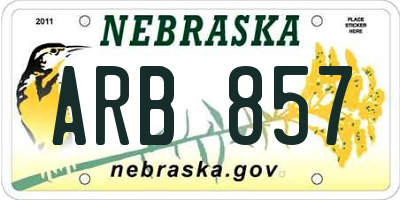 NE license plate ARB857