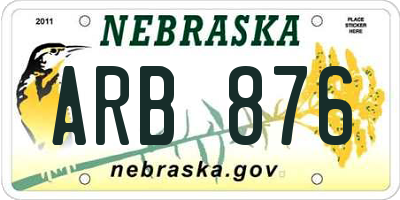 NE license plate ARB876