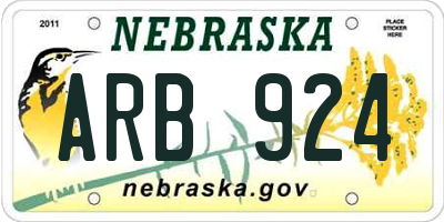 NE license plate ARB924