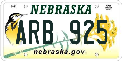 NE license plate ARB925
