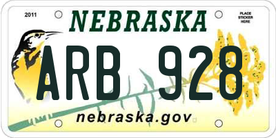 NE license plate ARB928