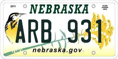 NE license plate ARB931