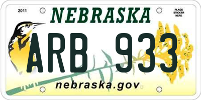 NE license plate ARB933