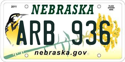 NE license plate ARB936